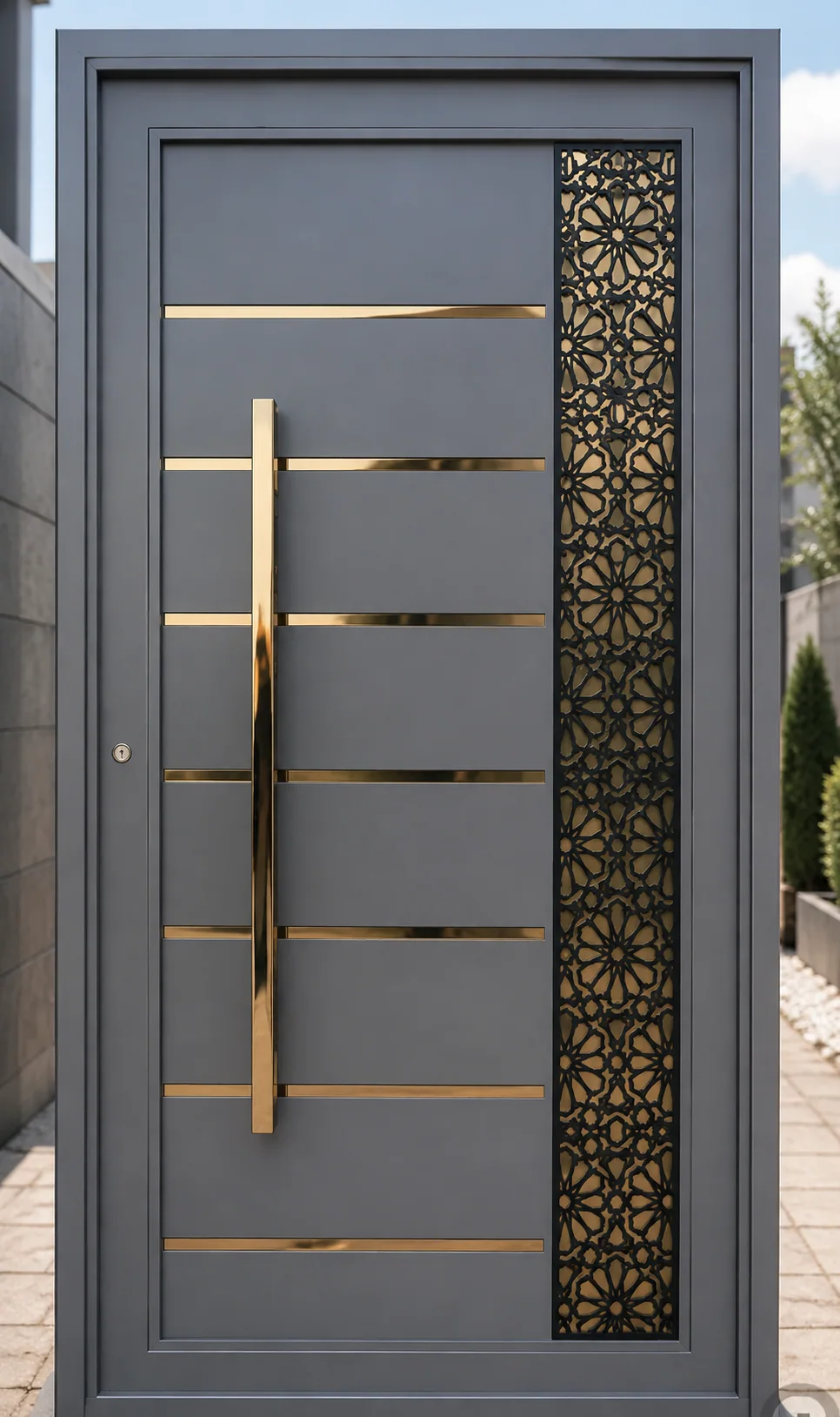 Hedef Door HD-CK013 selçuk gold antrasit çelik villa kapı ön görünüm