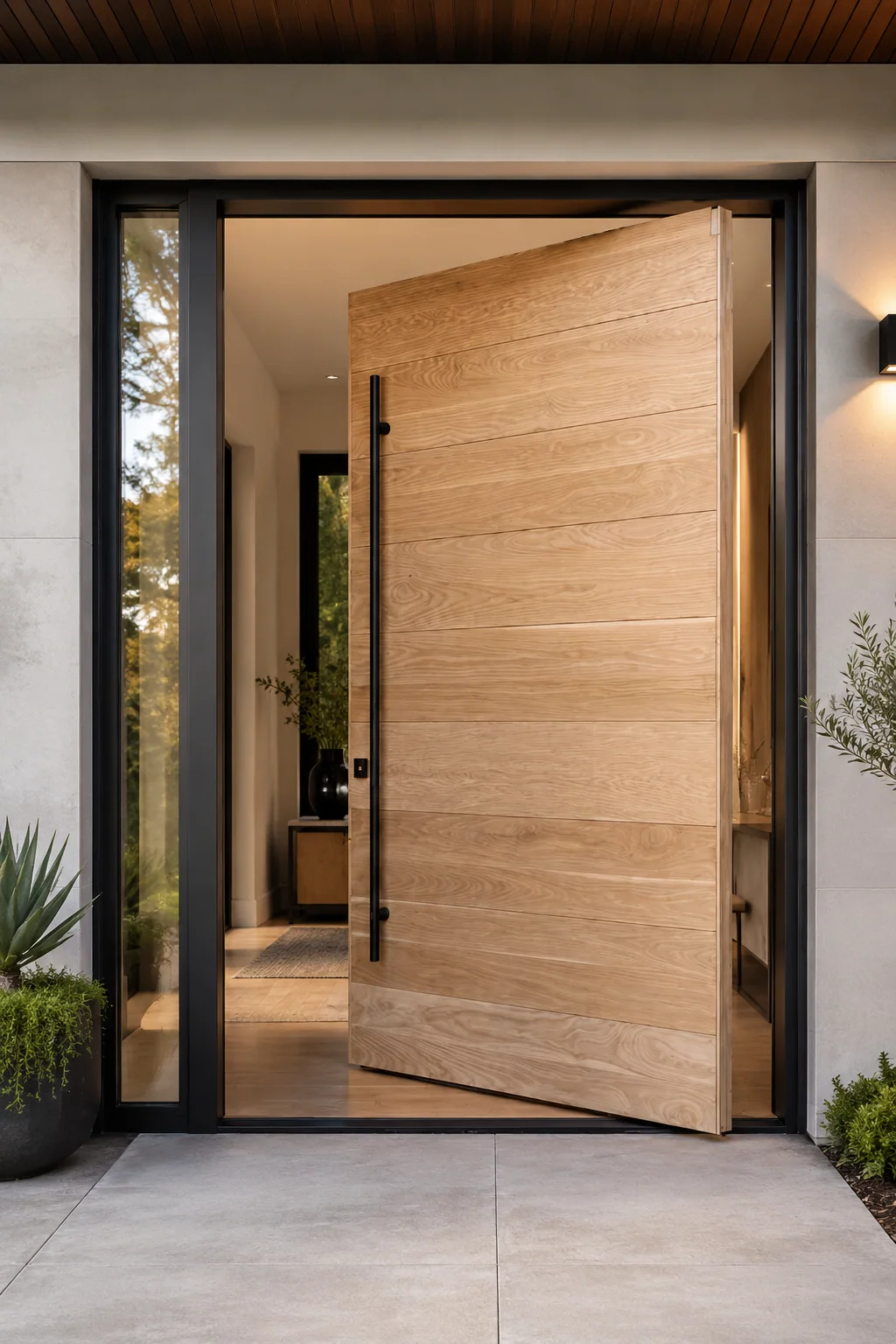 Hedef Door HD-PV006 oak line pivot kapı ön görünüm