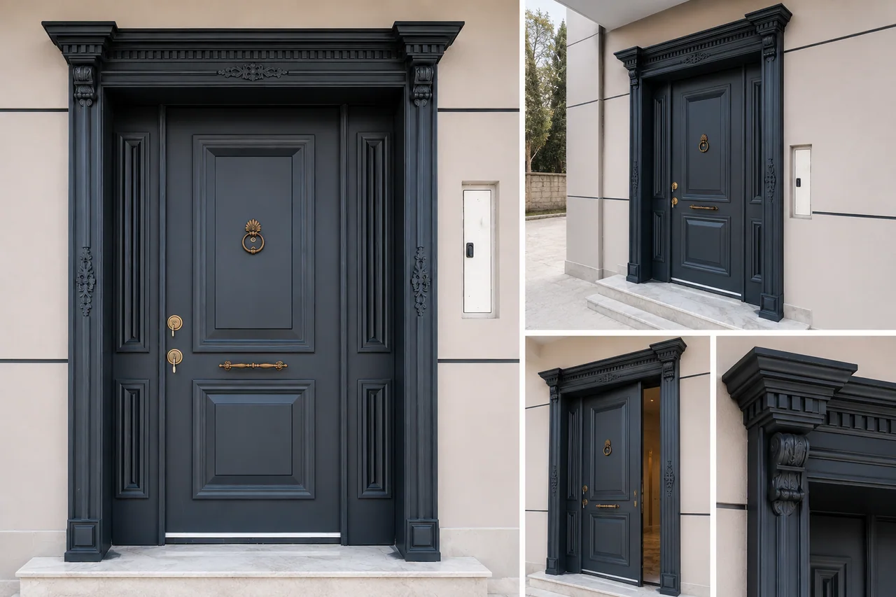 Hedef Door HD-VL003 antrasit klasik villa kapısı seçkisi ön görünüm