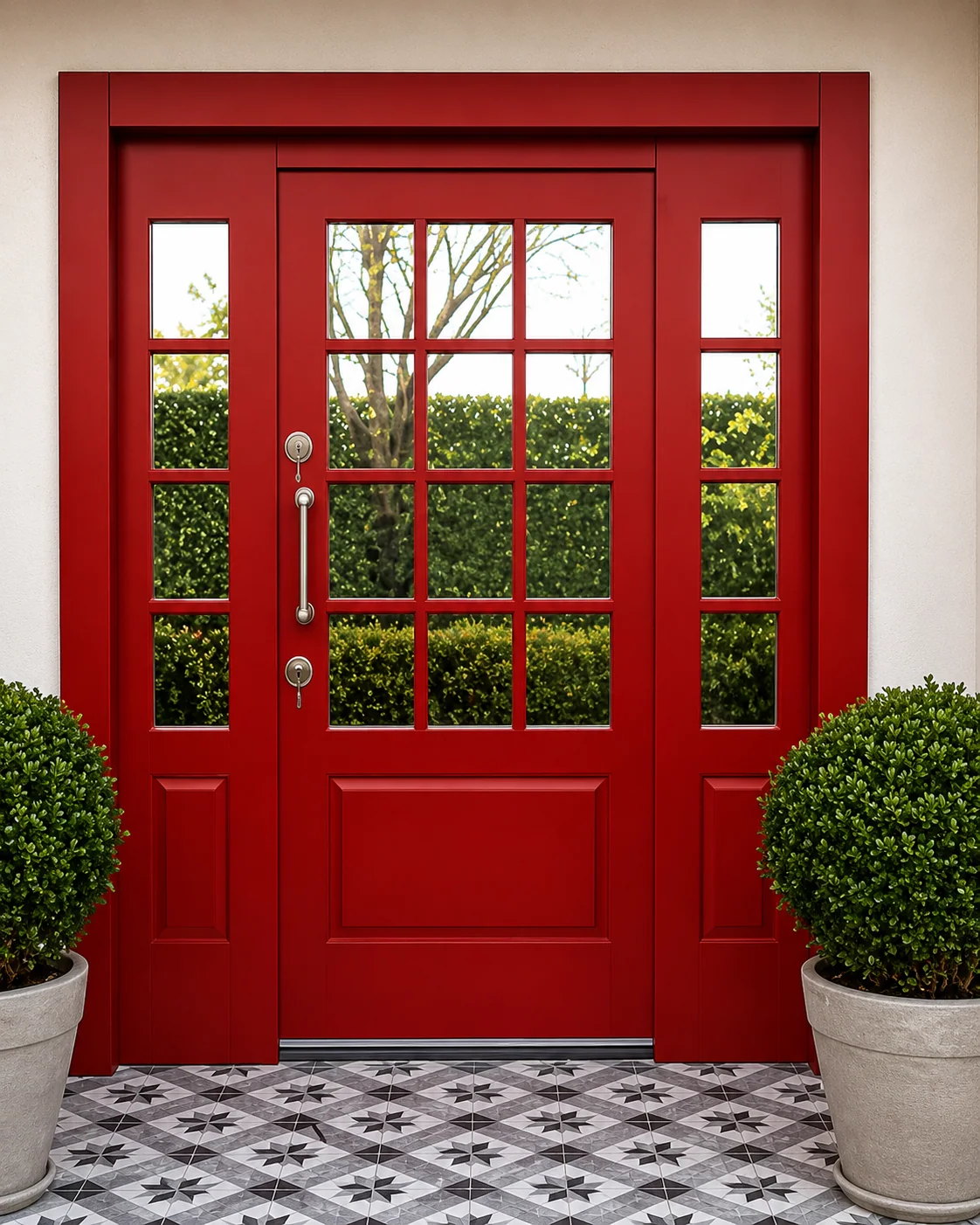 Hedef Door HD-VL008 bordo camlı country villa kapısı ön görünüm