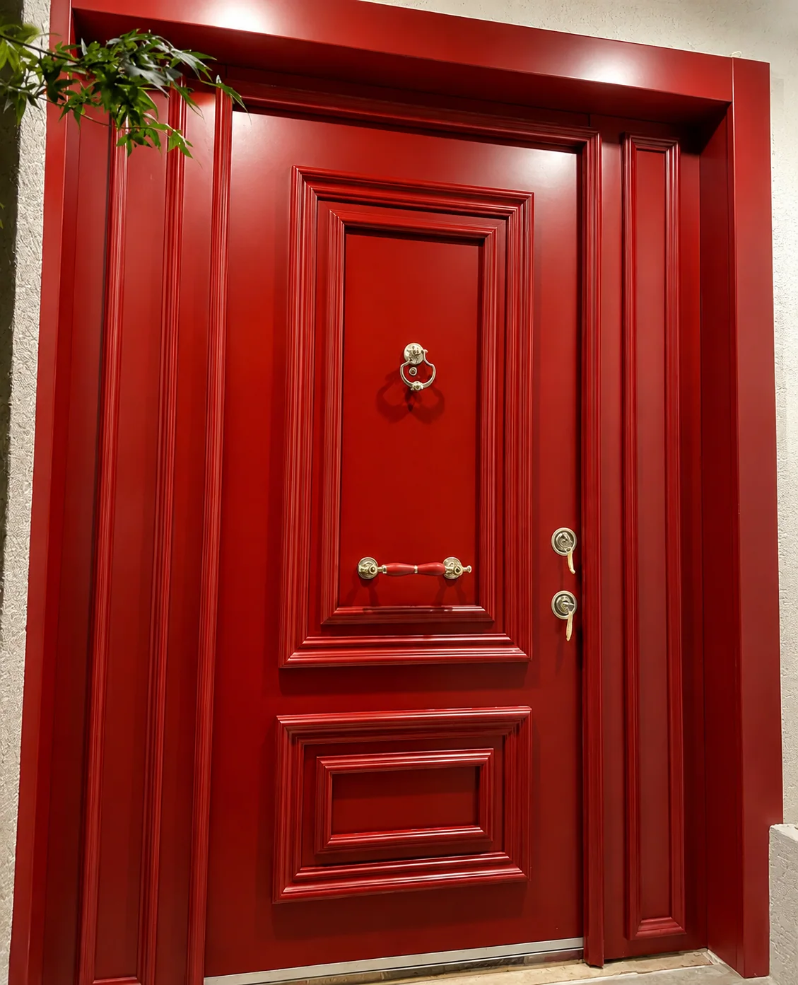 Hedef Door HD-VL011 klasik bordo villa giriş kapısı ön görünüm