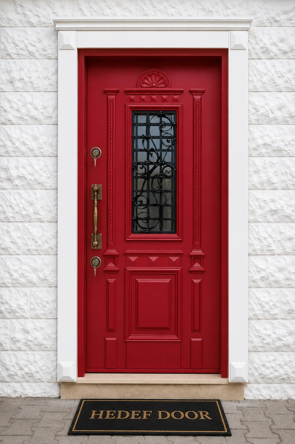Hedef Door HD-VL017 lake kırmızı villa kapısı ön görünüm