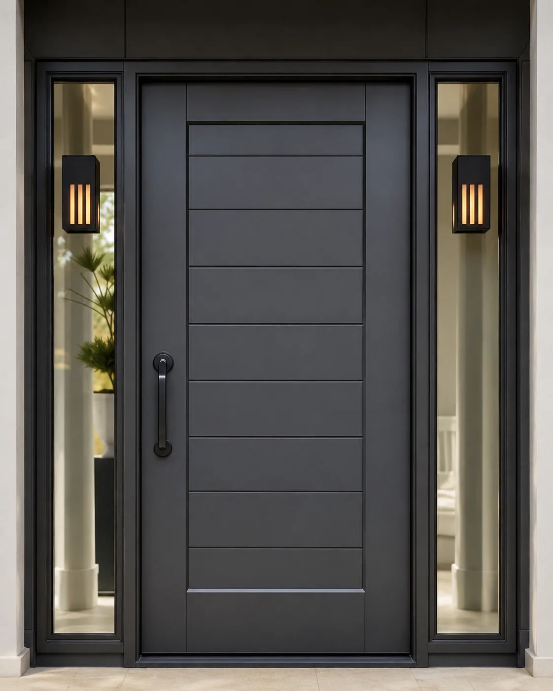 Hedef Door HD-VL019 luna antrasit villa kapısı ön görünüm
