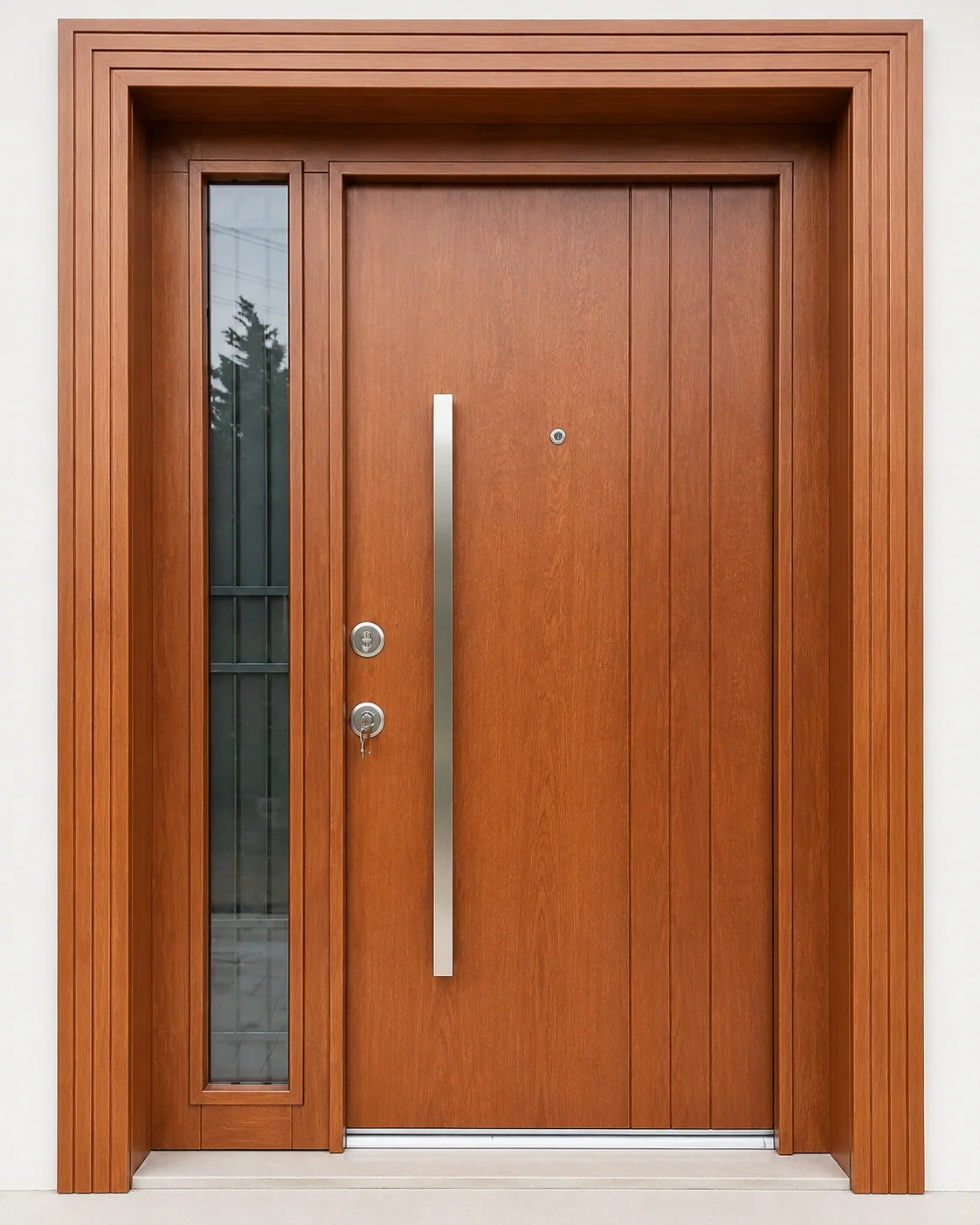 Hedef Door HD-VL024 modern ahşap villa giriş kapı ön görünüm