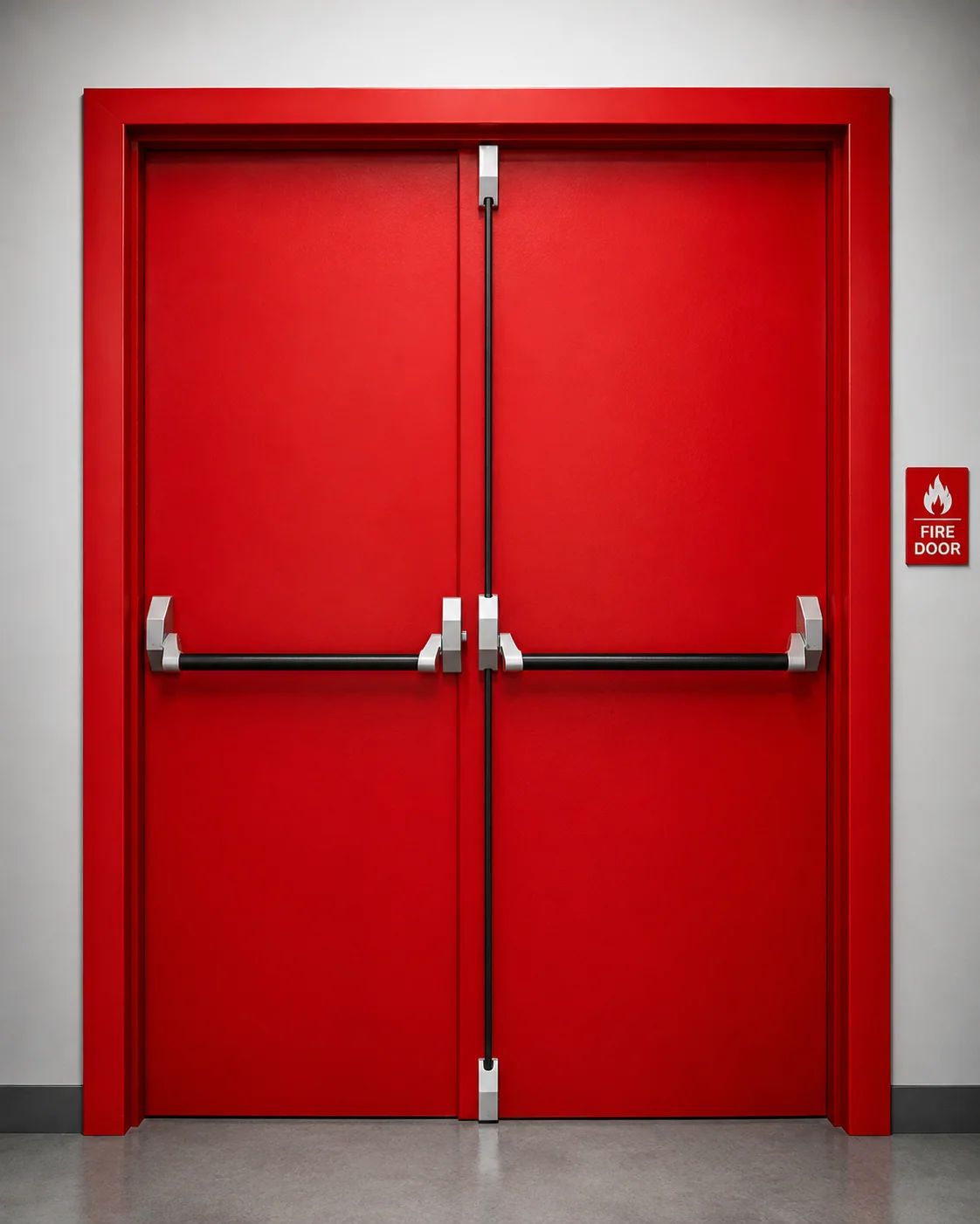Hedef Door HD-YG004 kırmızı çift kanat yangın kapısı ön görünüm